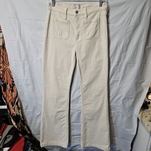 Womens GAP Cream Courdaroy High-Rise Flair-Leg Pants sz 27